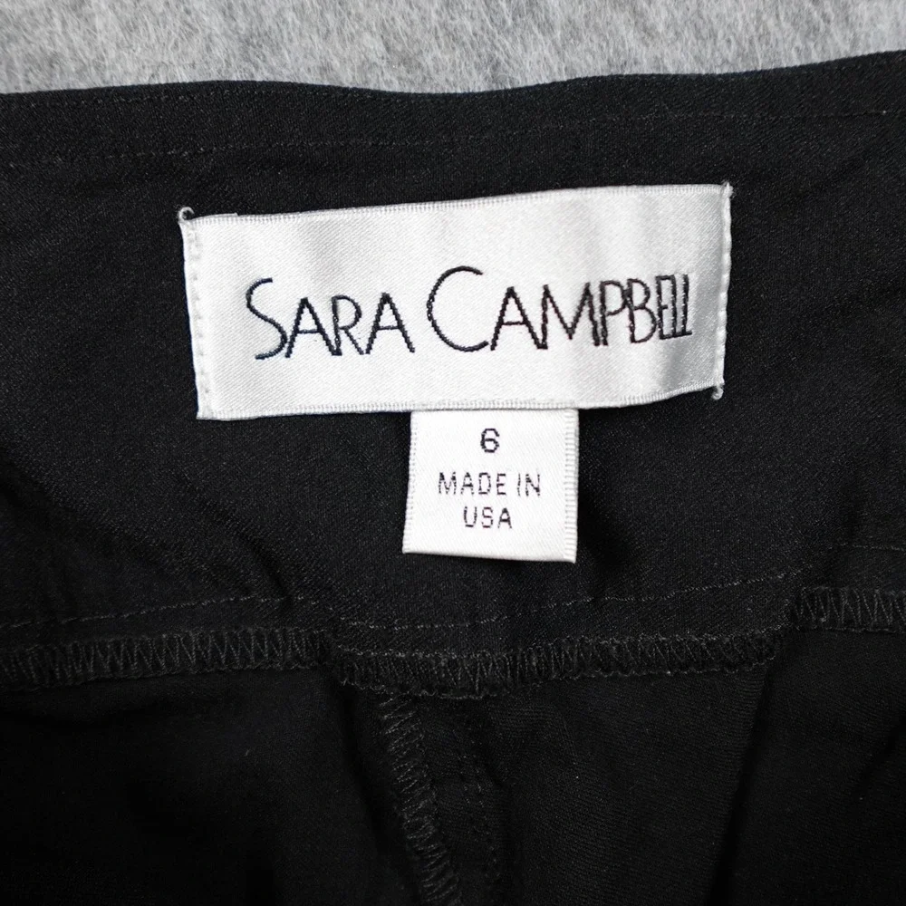 Sara Campbell Pants Women 6 Black‎ Stretch Slim Tapered Made In USA Career